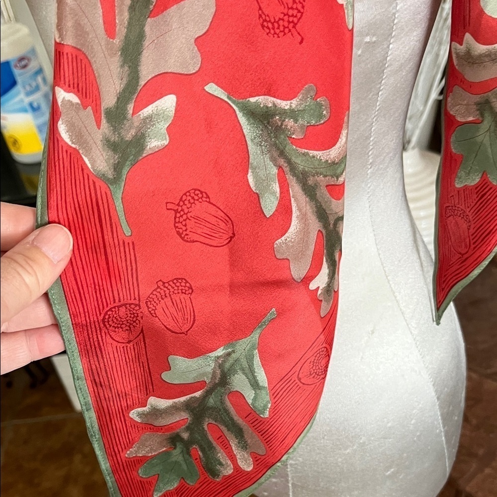 Vera Neumann Red Acorn Silk Scarf